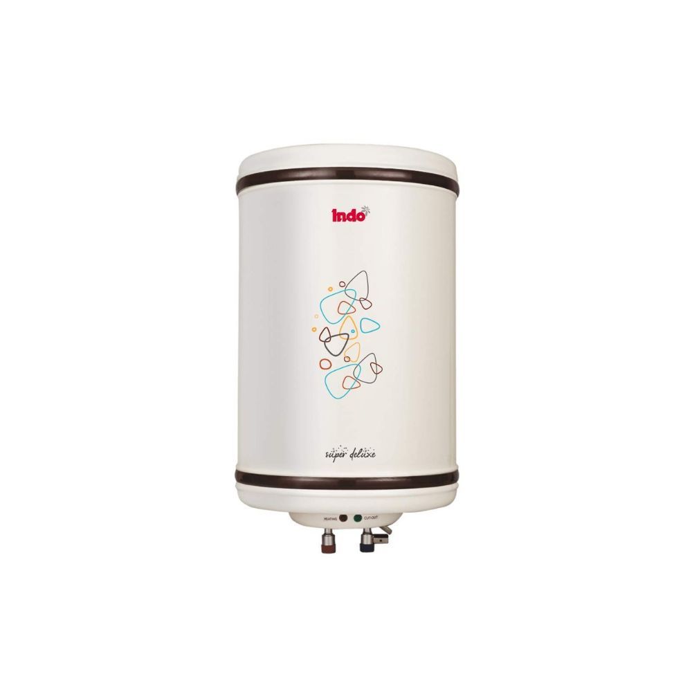 Indo Super Delux Storage Water Heater with Vertical Metal Body (15 L, Ivory)