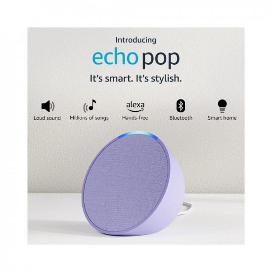 Introducing Echo Pop Smart speaker with Alexa and Bluetooth Loud sound balanced bass crisp vocals Purple