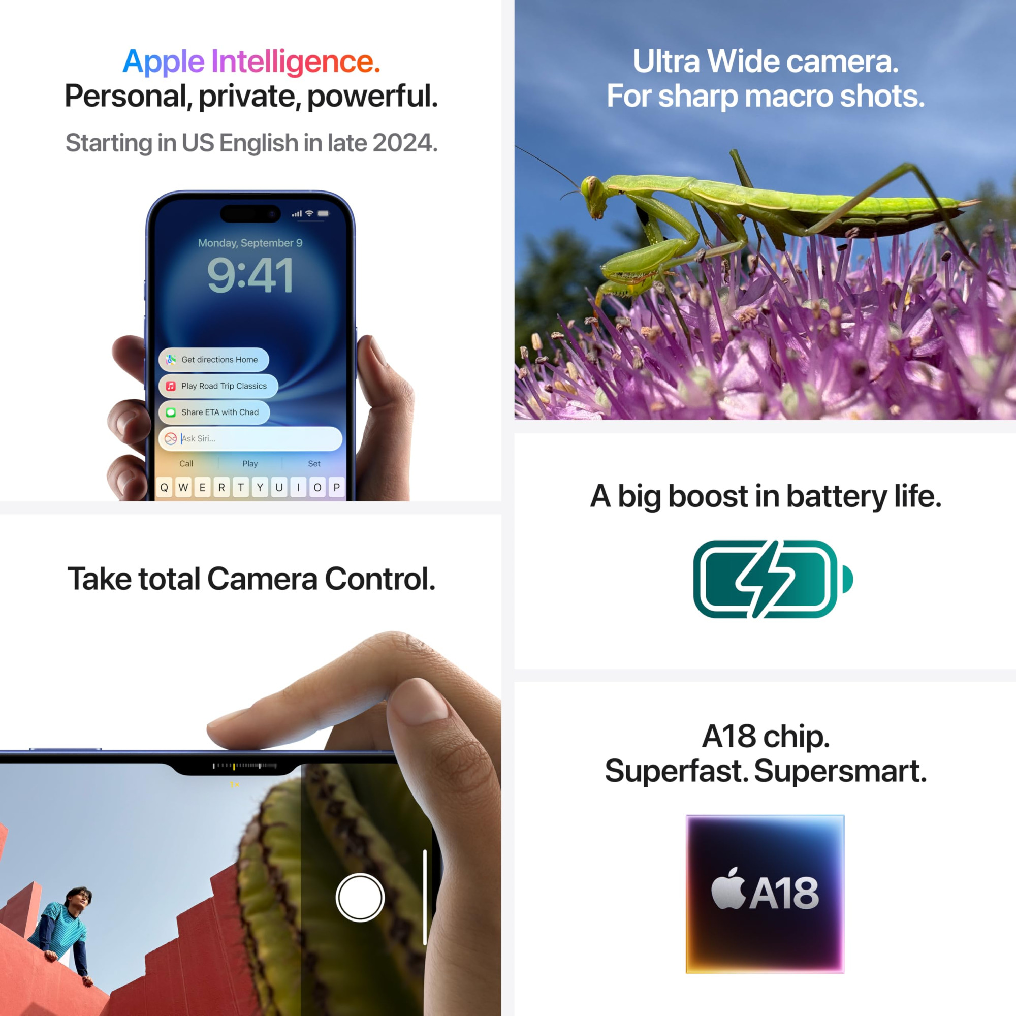 iPhone 16 128 GB 5G Mobile Phone with Camera Control A18 Chip and a Big Boost in Battery Life Works with AirPods White
