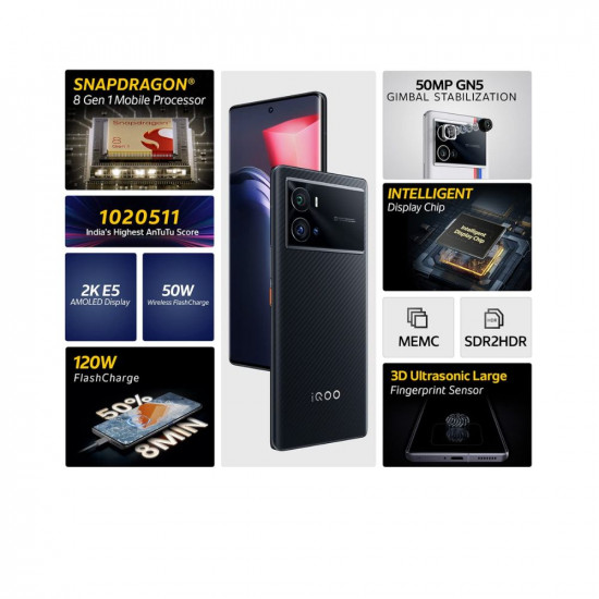 iQOO 9 Pro 5G (Dark Cruise, 8GB RAM, 256GB Storage) | Snapdragon 8 Gen 1 Mobile Processor | 120W FlashCharge