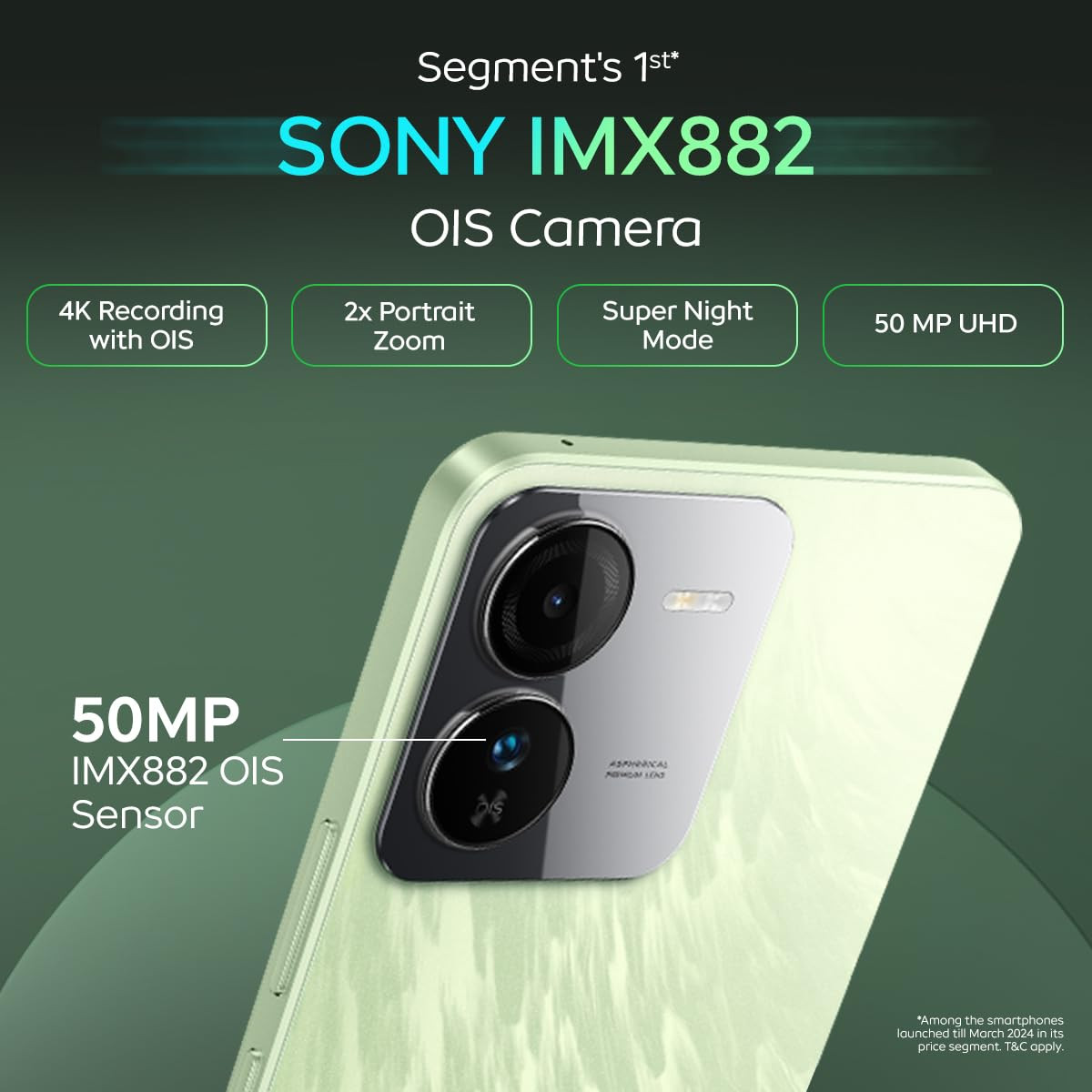 iQOO Z9 5G Brushed Green 8GB RAM 256GB Storage  Dimensity 7200 5G Processor  Sony IMX882 OIS Camera  120Hz AMOLED with 1800 nits Local Peak Brightness  44W Charger in The Box