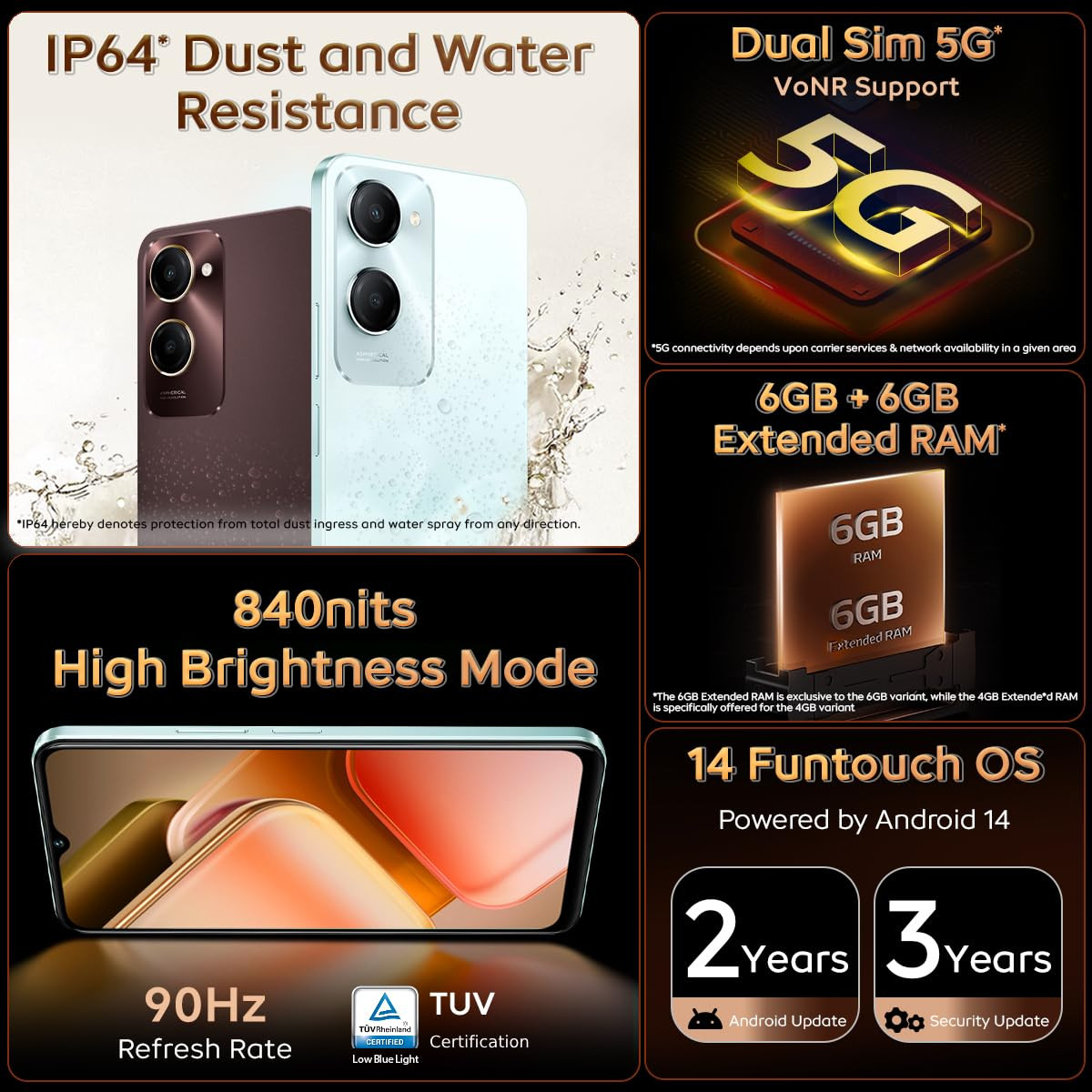 iQOO Z9 Lite 5G Mocha Brown 6GB RAM 128GB Storage  Dimensity 6300 5G  50MP Sony AI Camera  Charger in The Box