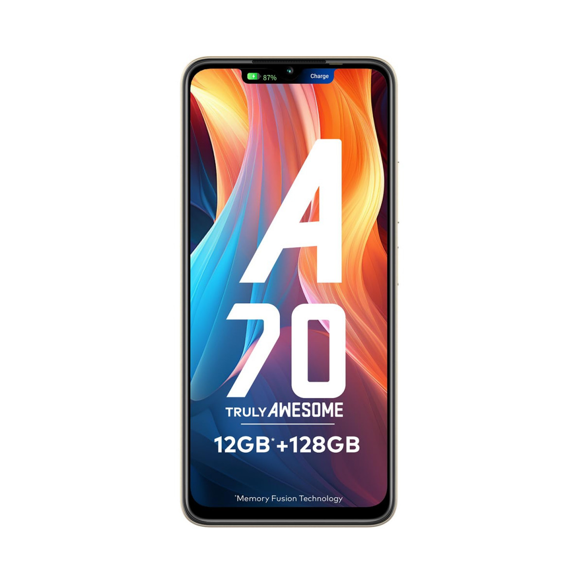 itel A70 4GB RAM 128GB ROM Upto 12GB RAM with Memory Fusion  13MP Dual Rear Camera  8MP Front Camera  5000mAh with Type-C  Dynamic Bar  Side Fingerprint  Octa-Core Processor  Brilliant Gold