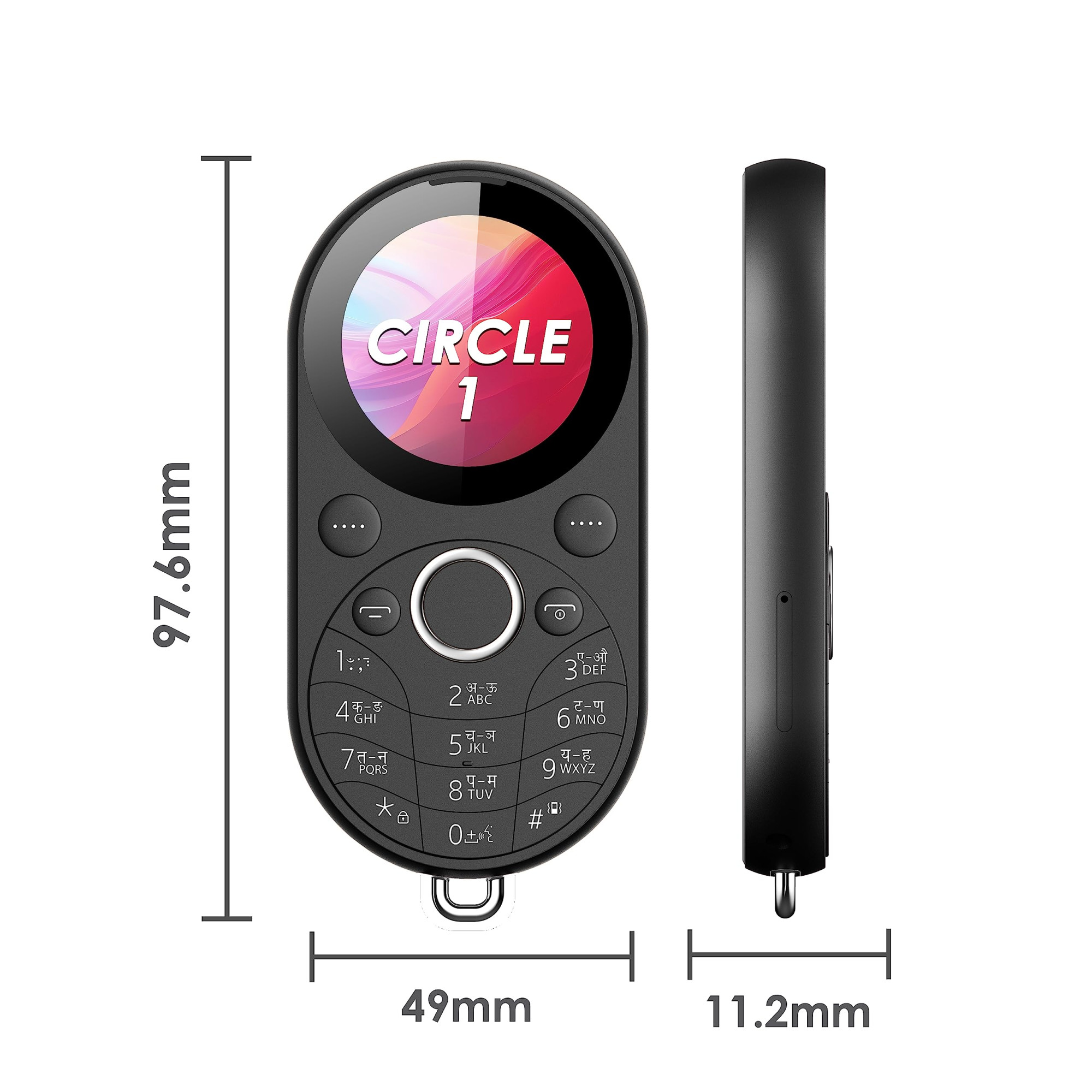 itel Circle 1  Unique Design with Round Screen Mobile Phone  500mAh Battery  132 Display BT Call  Black