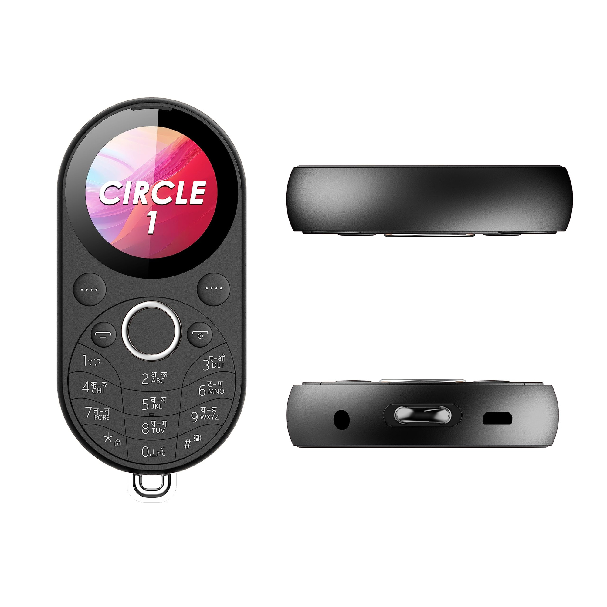 itel Circle 1  Unique Design with Round Screen Mobile Phone  500mAh Battery  132 Display BT Call  Black