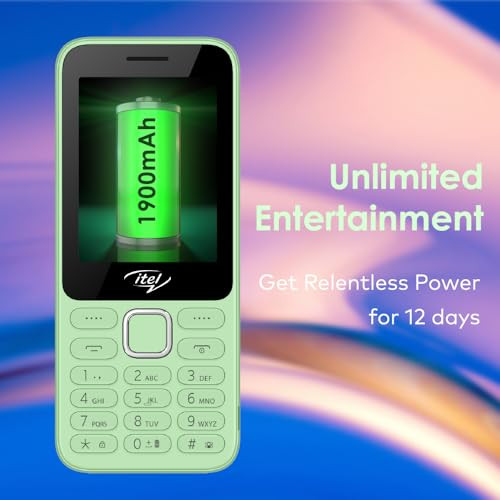 itel it5330 Keypad Mobile Phone  28 Big Display  Premium Glass-Like Back Design  1900mAh Long-Lasting Battery  Auto Call Recording  Wireless FM  Light Green