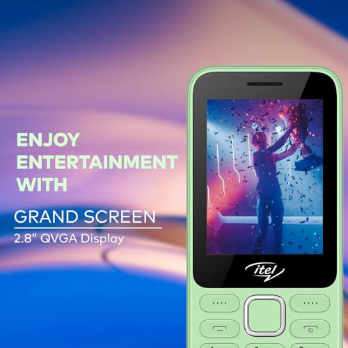 itel it5330 Keypad Mobile Phone  28 Big Display  Premium Glass-Like Back Design  1900mAh Long-Lasting Battery  Auto Call Recording  Wireless FM  Light Green
