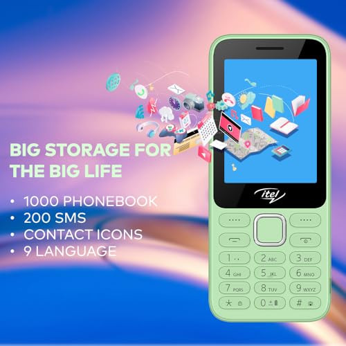 itel it5330 Keypad Mobile Phone  28 Big Display  Premium Glass-Like Back Design  1900mAh Long-Lasting Battery  Auto Call Recording  Wireless FM  Light Green