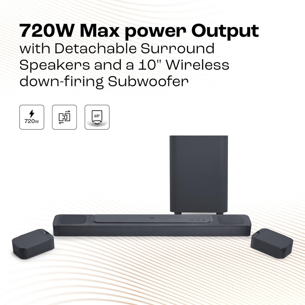 JBL Bar 800 Pro 71 512 Channel Truly Wireless Soundbar with True Dolby Atmos 3D Surround Sound 10 Down-Firing Wireless Subwoofer PureVoice HDMI eARC Bluetooth Wi-Fi  Optical Input 720W