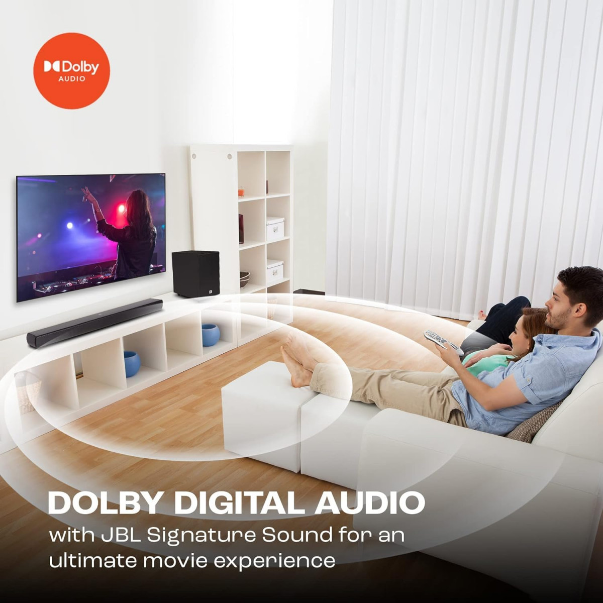 JBL Cinema SB140 Dolby Digital Soundbar with Wired Subwoofer for Extra Deep Bass 21 Channel Home Theatre with Remote HDMI ARC Bluetooth  Optical Connectivity 110W