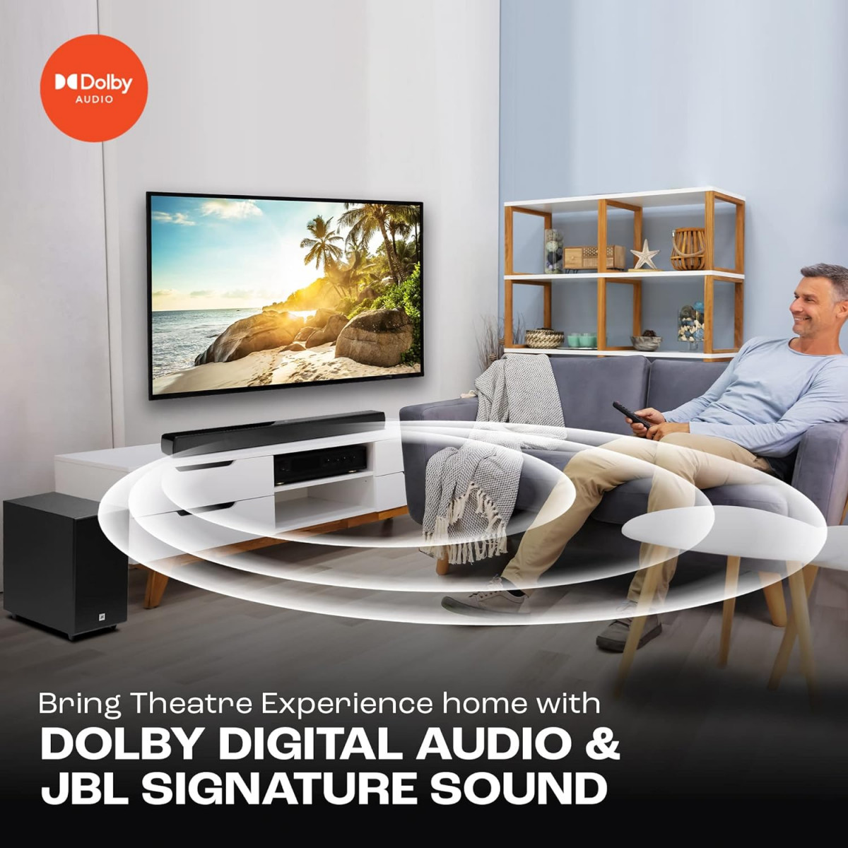 JBL Cinema SB271 Dolby Digital Soundbar with Wireless Subwoofer for Extra Deep Bass 21 Channel Home Theatre with Remote HDMI ARC Bluetooth  Optical Connectivity 220W