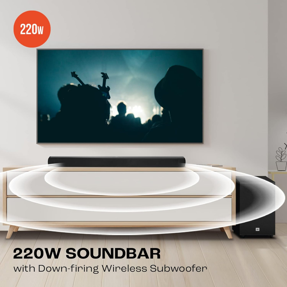 JBL Cinema SB271 Dolby Digital Soundbar with Wireless Subwoofer for Extra Deep Bass 21 Channel Home Theatre with Remote HDMI ARC Bluetooth  Optical Connectivity 220W