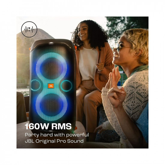 JBL Partybox 110  Wireless Bluetooth Party Speaker  160W Monstrous Pro Sound  Dynamic Light Show  Upto 12Hrs Playtime  Built-in Powerbank  Guitar  Mic Support PartyBox App Black