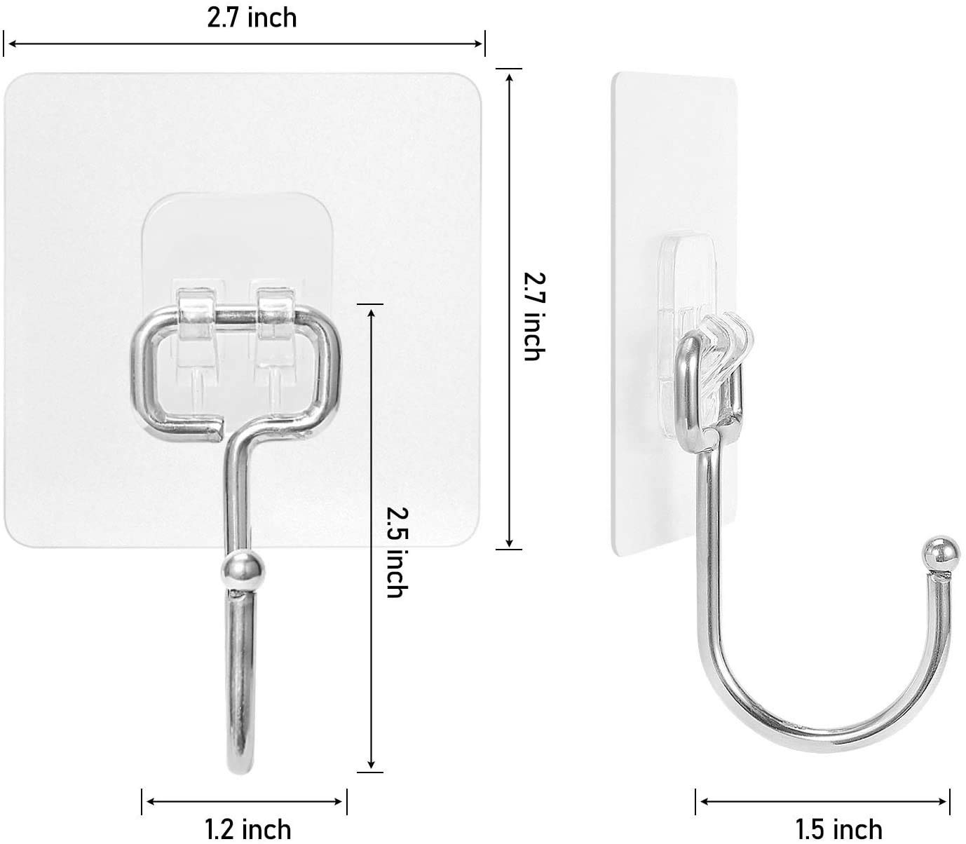 Jialto Large Adhesive Hooks 22Ib(Max), Waterproof and Rustproof Wall Hooks for Hanging Heavy Duty, Stainless Steel Towel and Coats Hooks to use