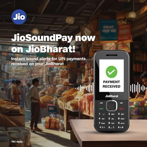 JioBharat B2 4G Keypad Phone with JioTV JioHotstar JioSoundPay JioSaavn JioPay UPI JioChat JioPhotos Powerful 2000mAh Battery LED Torch Digital Camera  Black  Locked for JioNetwork