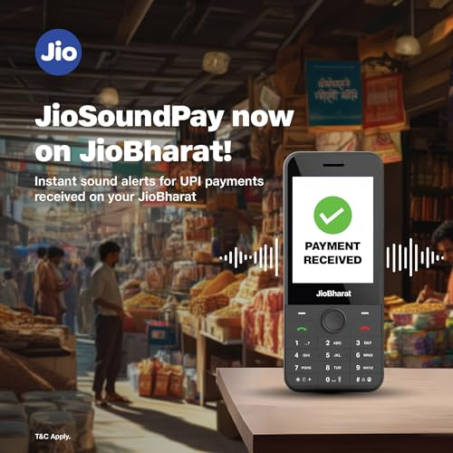 JioBharat J1 4G Keypad Phone with JioTV JioHotstar UPI JioSoundPay JioSaavn JioChat JioPhotos Powerful 2500mAh Battery LED Torch Digital Camera  Dark Grey  Locked for JioNetwork