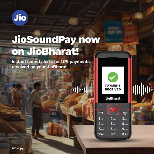 JioBharat K1 Karbonn 4G Keypad Phone with JioTV JioHotstar JioSoundPay JioSaavn Long Lasting Battery LED Torch Digital Camera  Black  Red  Locked for JioNetwork