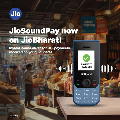 JioBharat V3 4G Phone with JioTV JioHotstar UPI JioSoundPayJioSaavn Long Lasting Battery LED Torch Digital Camera  Blue  Locked for JioNetwork