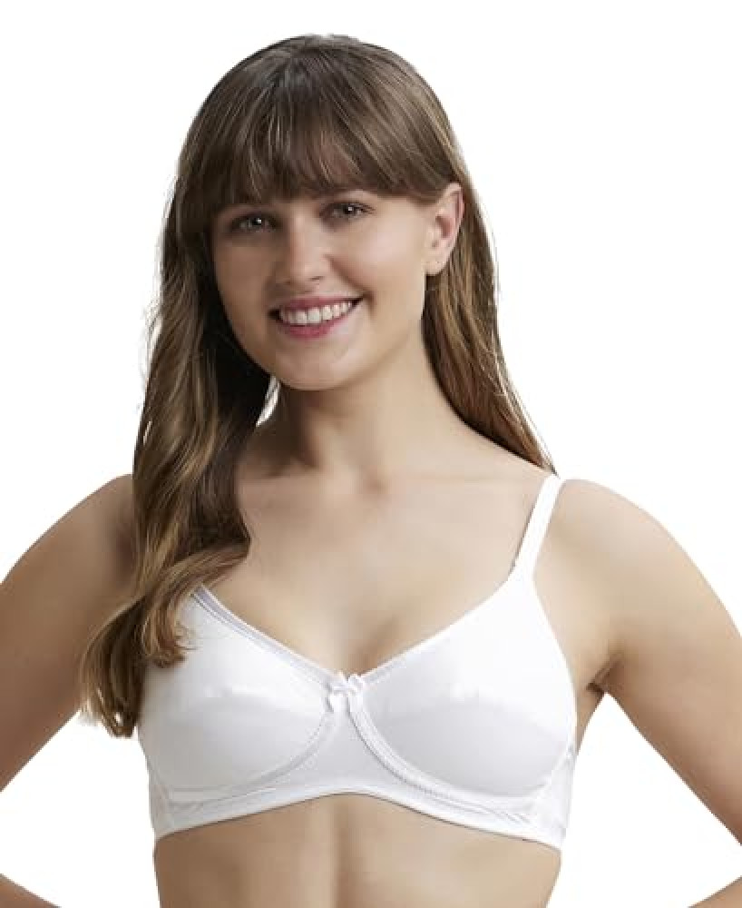 Jockey 1242 Women's Wirefree Non Padded Super Combed Cotton Elastane  Stretch Medium Coverage Cross Over Everyday Bra with Adjustable  Straps_White_34B,Size-36B
