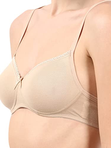 Jockey 1723 Women's Wirefree Padded Super Combed Cotton Elastane Stretch  Medium Coverage Lace Styling T-Shirt Bra with Adjustable Straps_White_34B -  Price History
