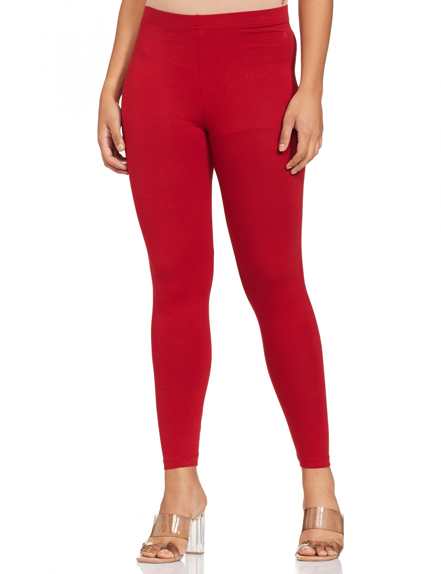 Jockey Women's Super Combed Cotton Elastane Stretch Slim Fit Leggings with  Ultrasoft Waistband_Style_AW87_Shanghai Red_S