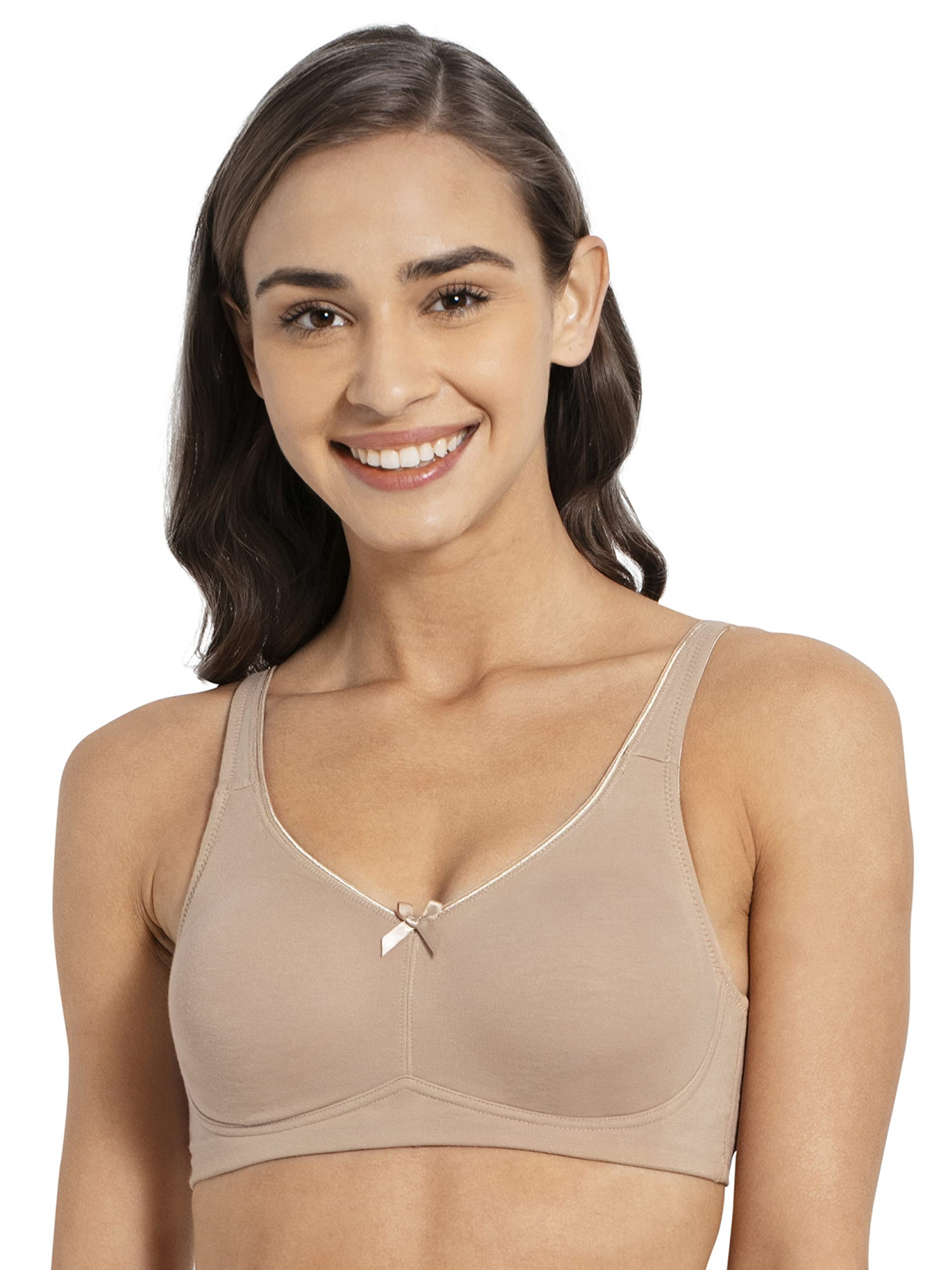 Women's Wirefree Padded Micro Touch Nylon Elastane Stretch Full Coverage  Bandeau Bra with Removeable Pads and Detachable Transparent Straps - White
