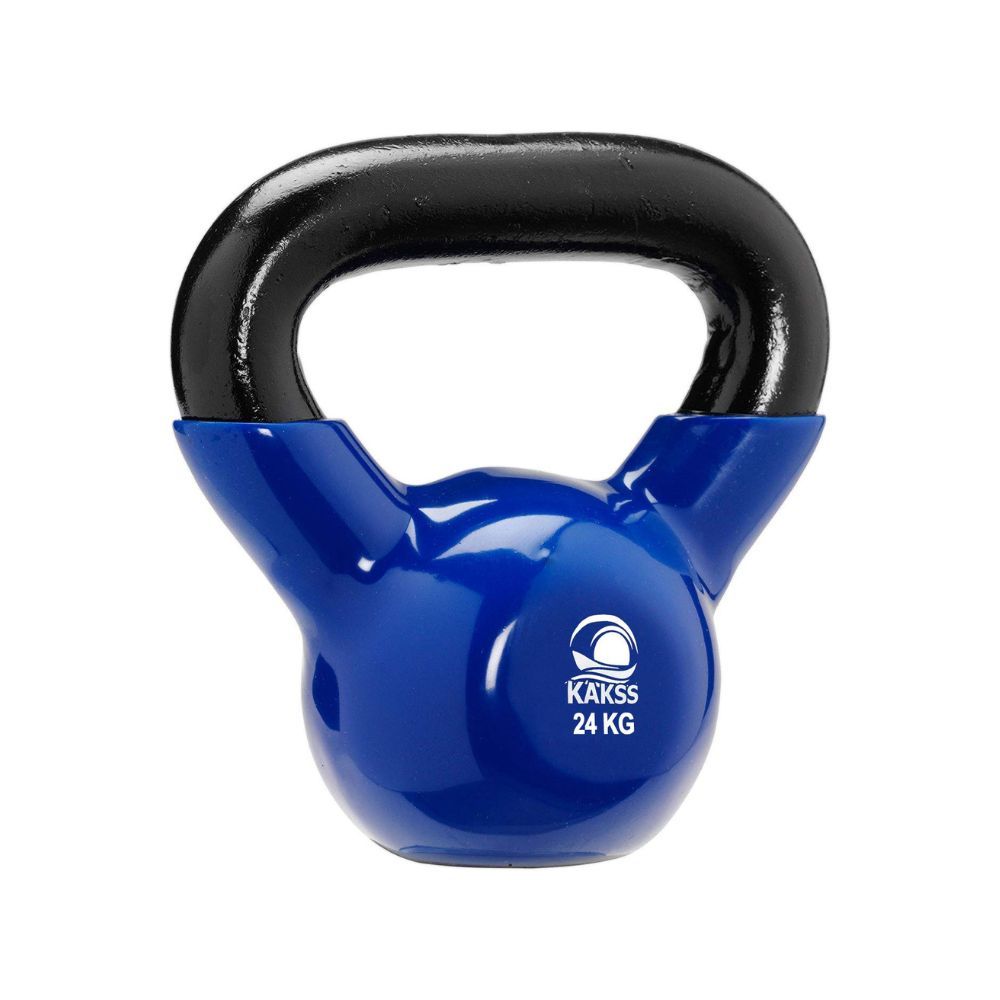 Kakss Vinyl half coating Kettle Bell for Gym & Workout (24 KG (Blue))