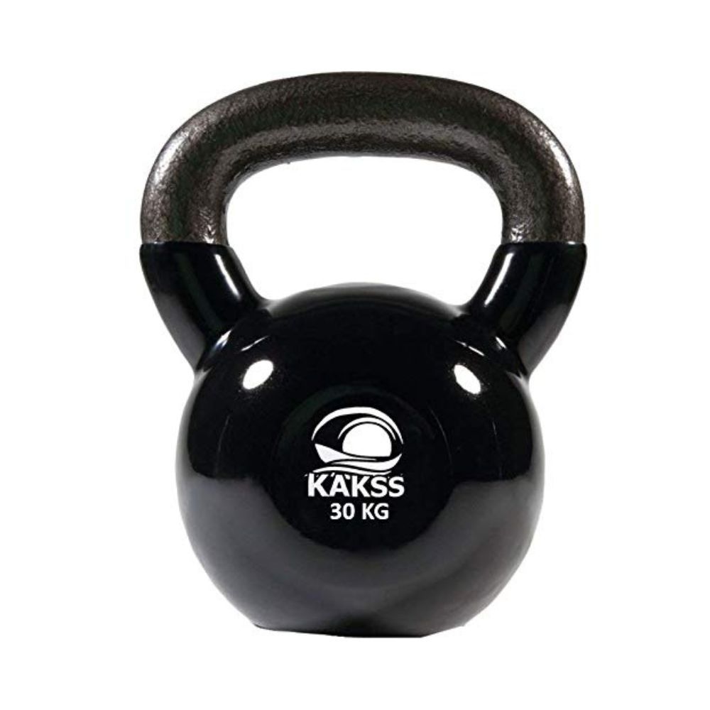 Kakss Vinyl half coating Kettle Bell for Gym & Workout 30 KG (Black)