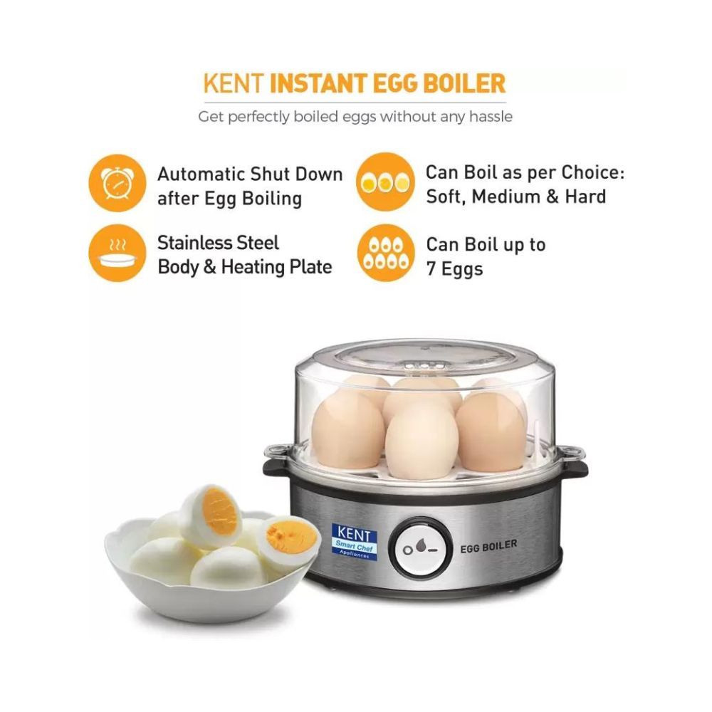 KENT 16020 Instant Egg Boiler  3 Boiling Modes  Upto 7 Egg at a Time Easy and Quick Operation  Overheat Protection