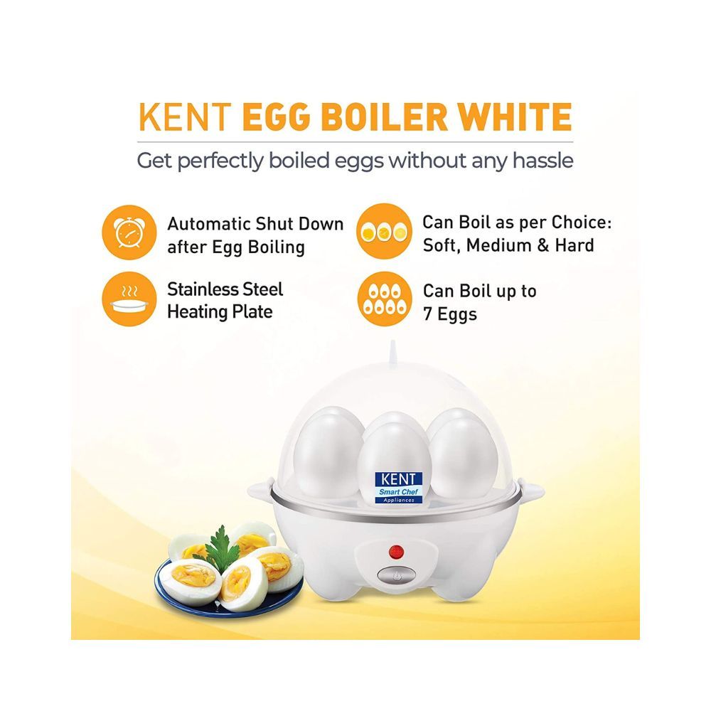 KENT 16053 Egg Boiler-W 360 Watts | Stainless Steel Heating Plate Boils Upto 7 Eggs at a Time