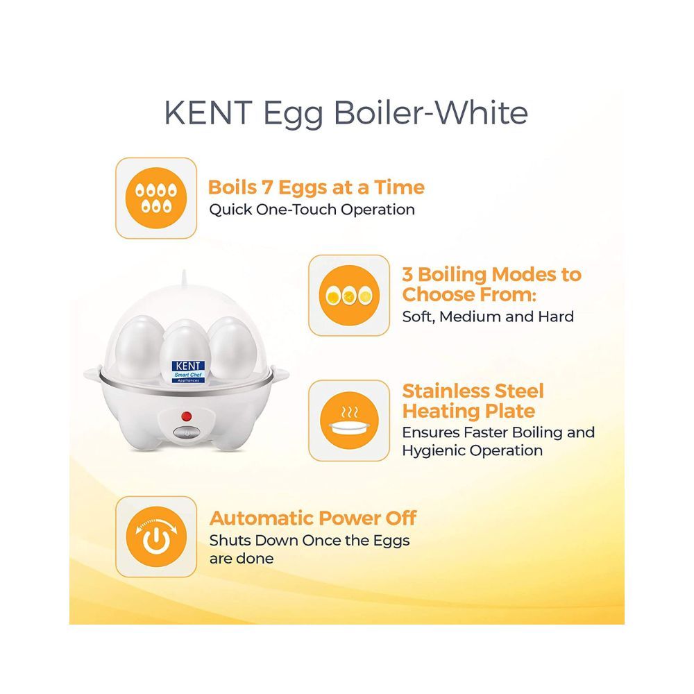 KENT 16053 Egg Boiler-W 360 Watts  Stainless Steel Heating Plate Boils Upto 7 Eggs at a Time