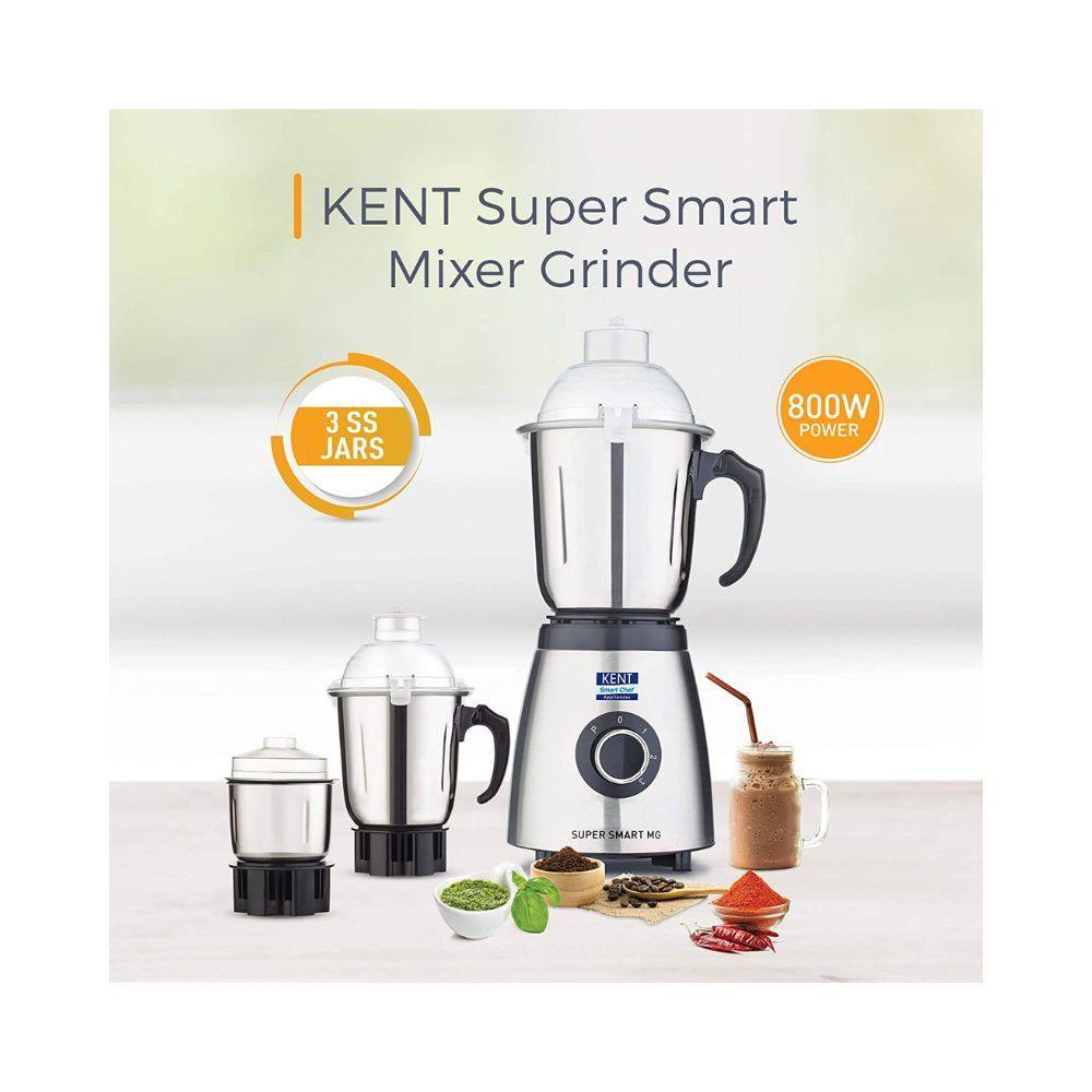 Kent 16061 800W 3 Speed Control Super Smart Mixer Grinder Silver