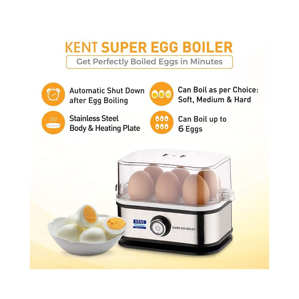 KENT 16069 Super Egg Boiler 400 Watts  Boils Upto 6 Eggs at a Time Automatic Turn-Off