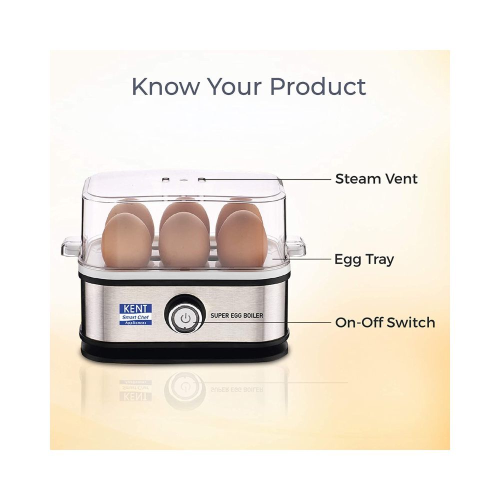 KENT 16069 Super Egg Boiler 400 Watts  Boils Upto 6 Eggs at a Time Automatic Turn-Off