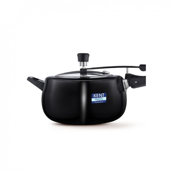 KENT Hard Anodised 5 Litre Pressure Cooker with SS Inner Lid  325 mm Thick Base  Non Reactive Non Toxic  Non Staining Food Grade Surface  Long Lasting Sealing Gasket  Induction Friendly  Black