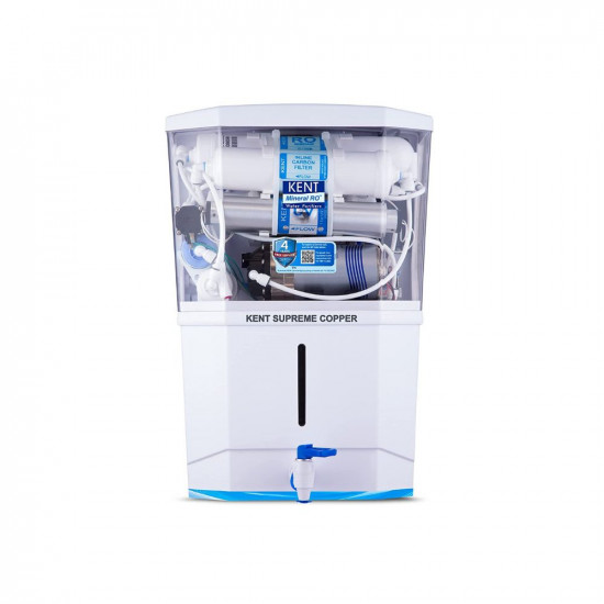 KENT Supreme Copper RO+UV Water Purifier | Goodness of Copper | Patented Mineral RO Technology | RO + UV + UF + Copper + TDS Control + UV In-tank | 20 LPH Output | 8L Storage | 4 Years Free Service