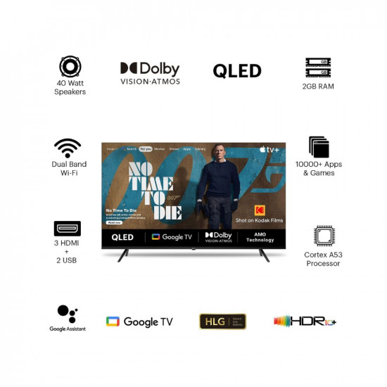 KODAK 126 cm (50 inches) Matrix Series 4K Ultra HD Smart QLED Google TV 50MT5011 (Black)