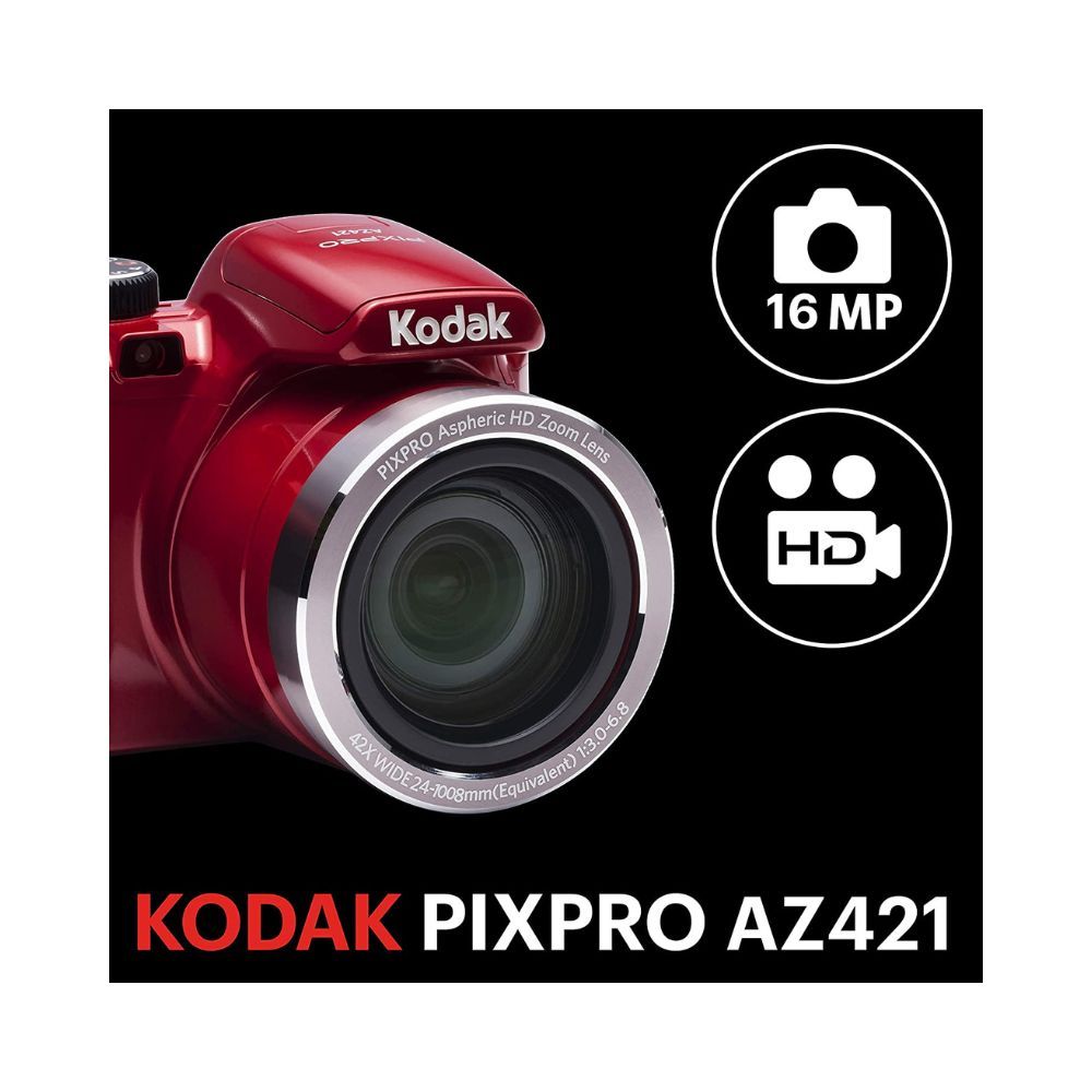 Kodak AZ421-RD PIXPRO Astro AZ421 16 MP Digital Camera with 42X Optical Zoom and 3 LCD Screen Red