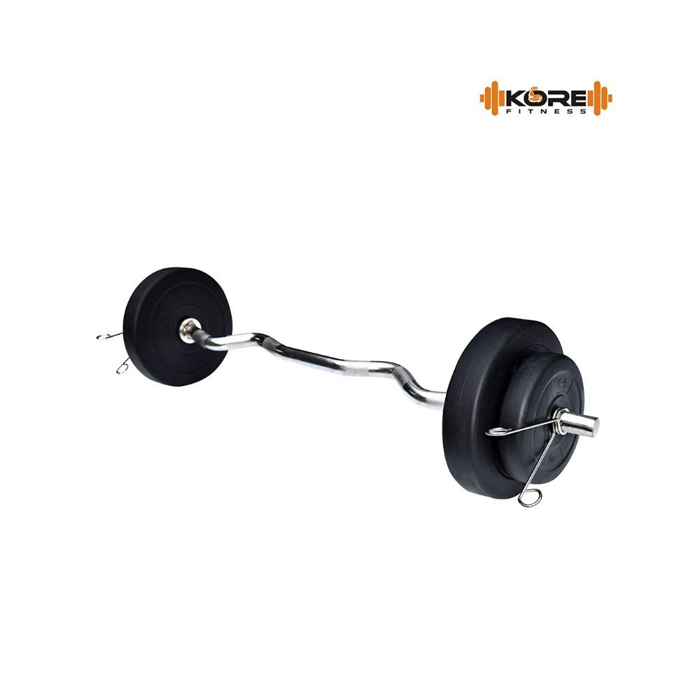 Kore PVC 10-40 Kg Home Gym Set with One 3 Ft Curl and One Pair Dumbbell Rods with Gym Accessories