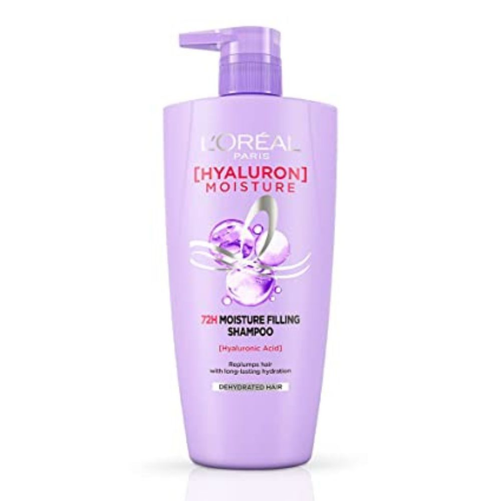 L'OrÃ©al Paris Moisture Filling Shampoo, With Hyaluronic Acid, For Dry & Dehydrated Hair, Adds Shine & Bounce, Hyaluron Moisture 72H, 1L