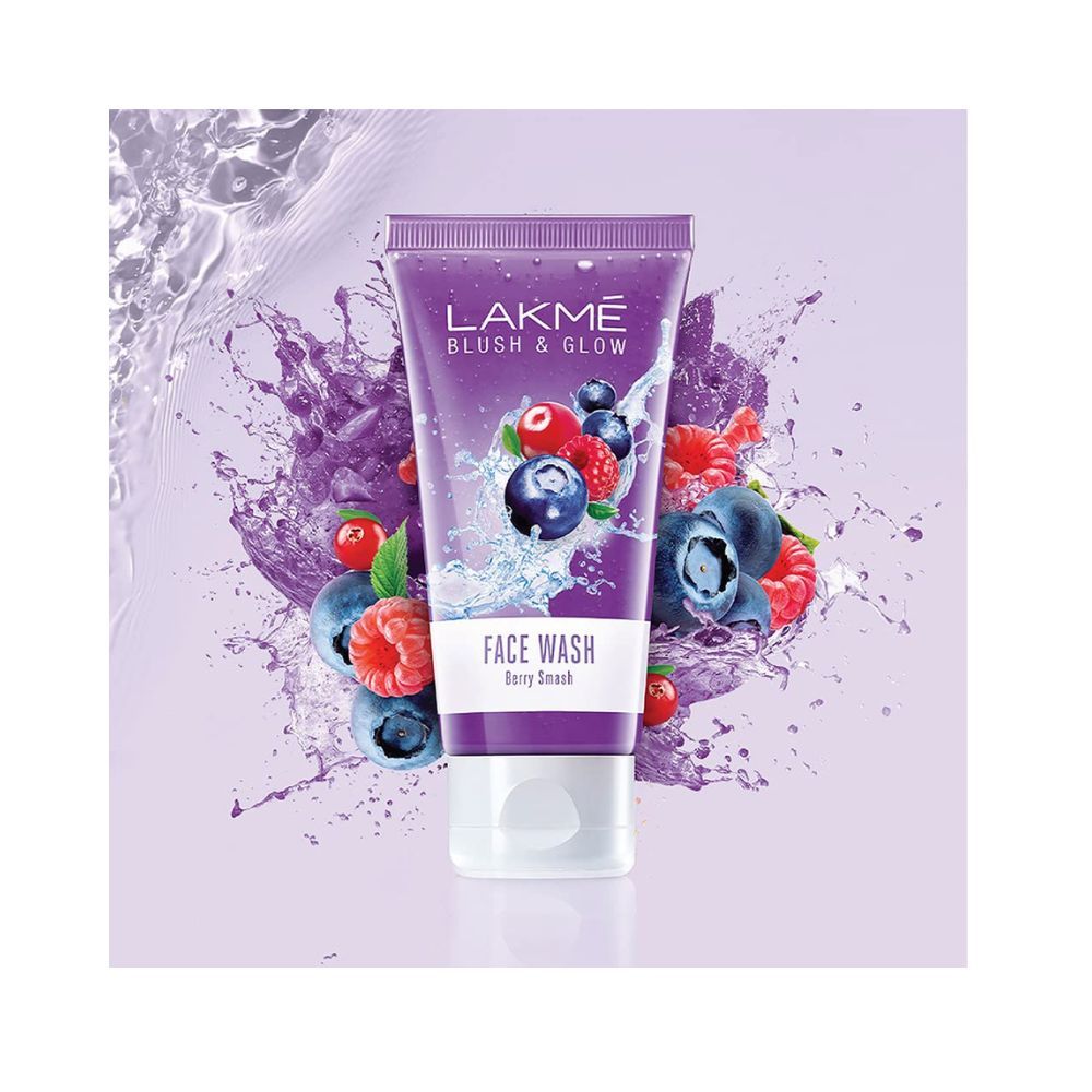 Lakme Blush & Glow Berry Smash Gel Face Wash With Berries Extracts, 100g
