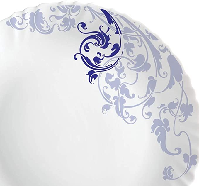 Larah by BOROSIL Opalware Dinner Set - 19 Pieces, White, Blue Eve Silk