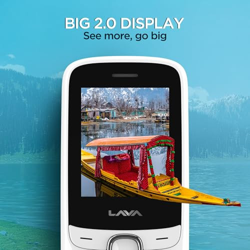Lava A1 Vibe 2025 Dual SIM Keypad Phone with 2 Big Display  Long-Lasting AI Battery  Vibration Alert  FM Radio  MP3 Player  Military-Grade Durability  White