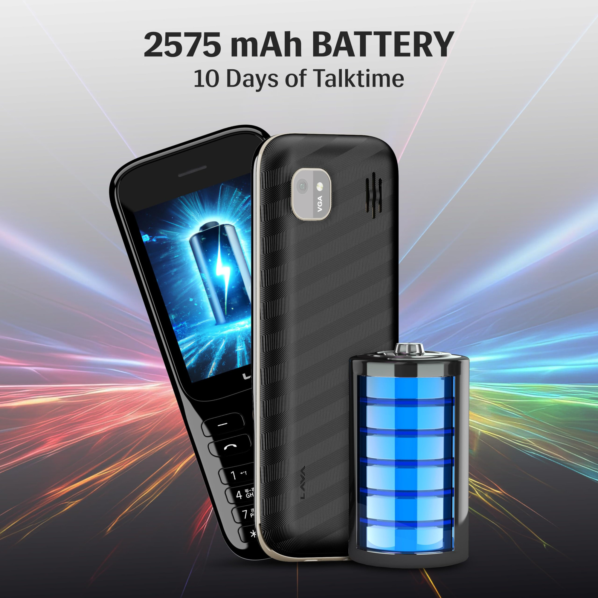 Lava Gem 2025 Dual Sim Keypad Phone 28 Display Camera  Flash  2575mAh Smart AI Powerful Battery  Wireless FM  Recording  Stereo Speakers  Call Recording Black Gold