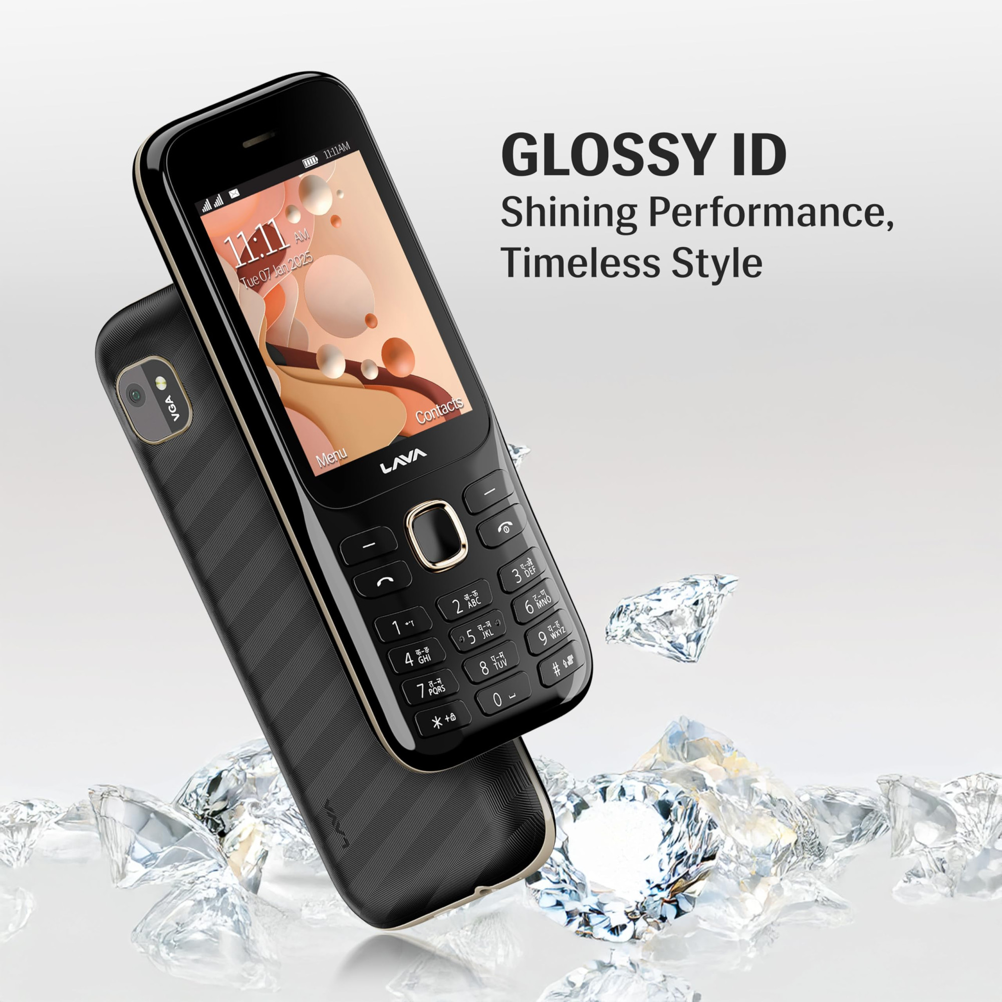 Lava Gem 2025 Dual Sim Keypad Phone 28 Display Camera  Flash  2575mAh Smart AI Powerful Battery  Wireless FM  Recording  Stereo Speakers  Call Recording Black Gold