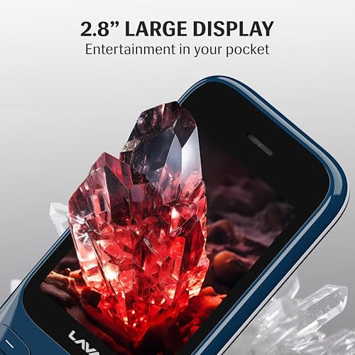 Lava Gem 2025 Dual Sim Keypad Phone 28 Display Camera  Flash  2575mAh Smart AI Powerful Battery  Wireless FM  Recording  Stereo Speakers  Call Recording Blue Chrome