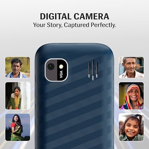 Lava Gem 2025 Dual Sim Keypad Phone 28 Display Camera  Flash  2575mAh Smart AI Powerful Battery  Wireless FM  Recording  Stereo Speakers  Call Recording Blue Chrome