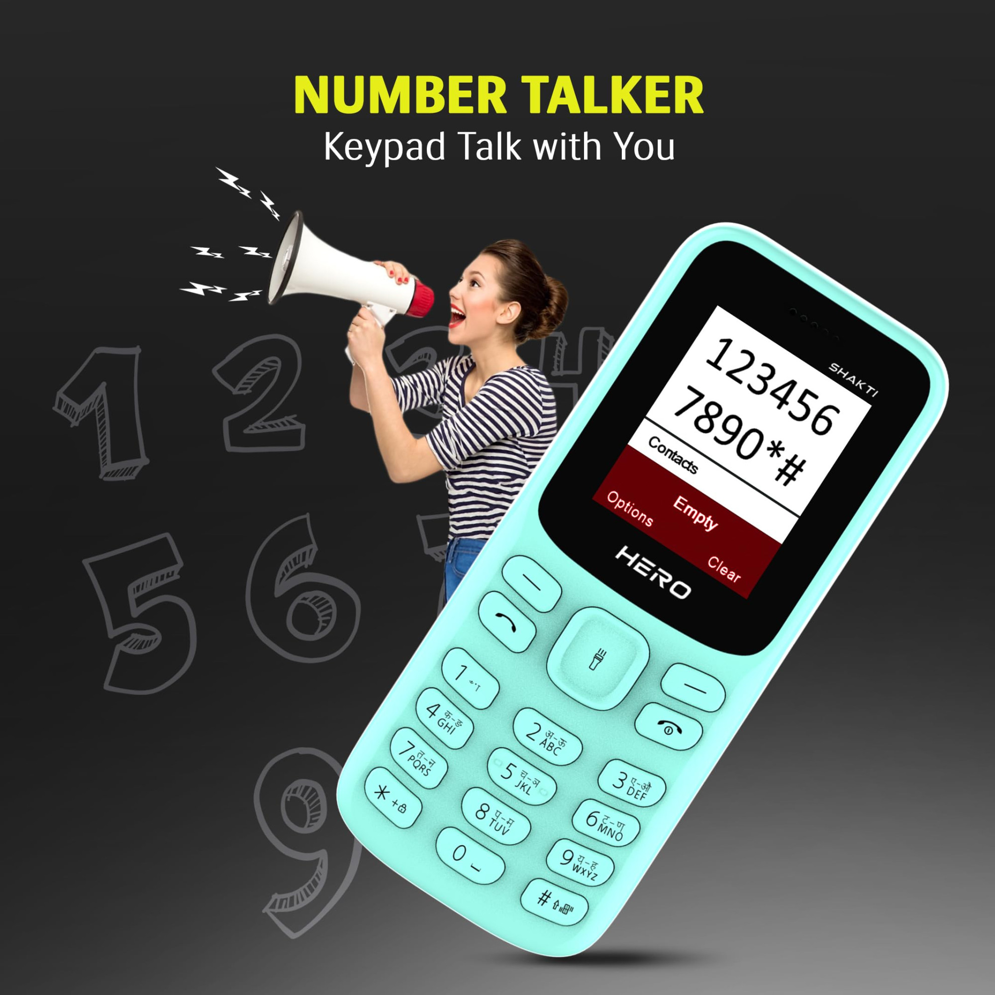 Lava Hero Shakti Dual Sim Keypad Mobile Phone with Vibration Alert  18 Display  Super Saving Battery Mode  Stylish Keypad  Sturdy Build  Number Talker  Mint Green