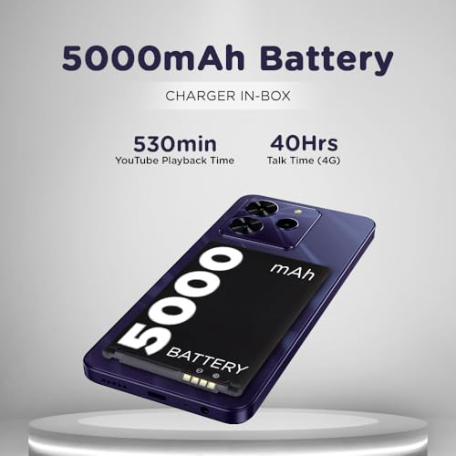 Lava O3 Pro Glossy Purple 4 GB RAM 128 GB Storage Bigger 656 HD Display  50 MP AI Triple Rear Camera  8 MP Front Camera 5000 mAh Battery  10W Charging  Charger in Box