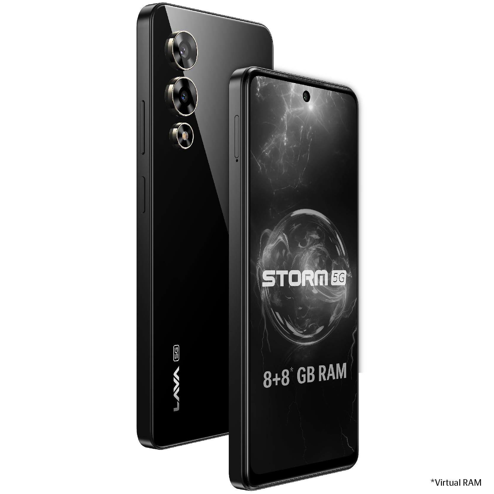 Lava Storm 5G Thunder Black 8GB RAM 128GB ROM  Powerful MediaTek Dimensity 6080 Processor  50MP Ultrawide Rear16MP Front Camera No Bloatware  Segments Most Affordable 5G Smartphone on Amazon